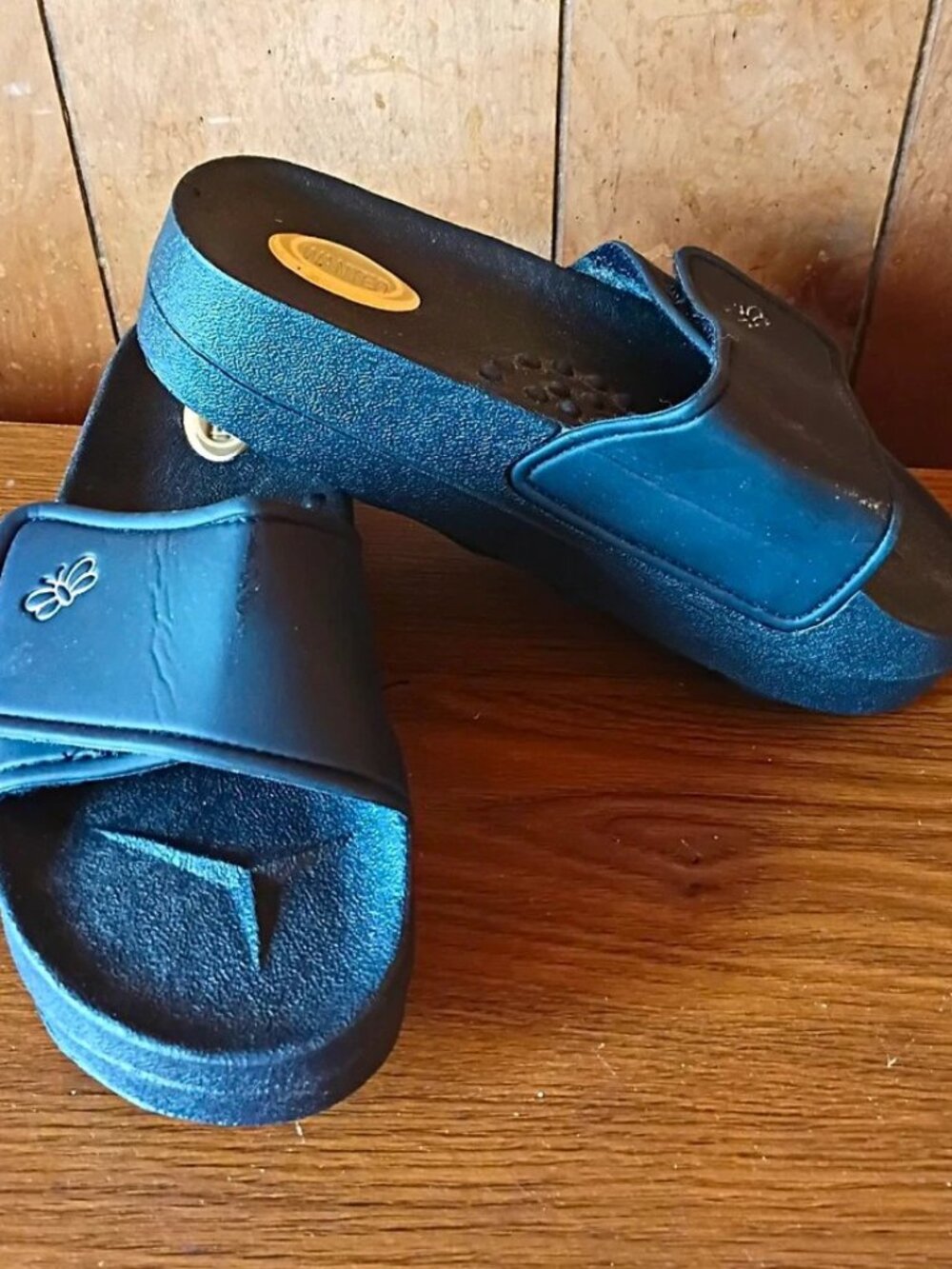 Wanted Women's Black Platform Slide Sandals Logo Slip On Synthetic Upper Size 9